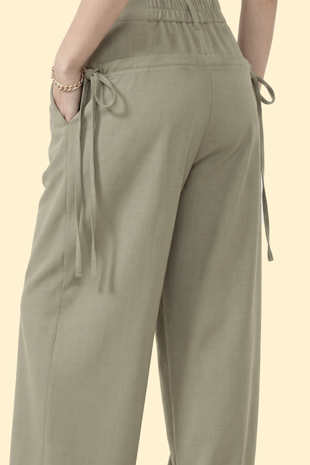 Moss Grey HIgh Waist Tailored Wide-Leg Korean Pant