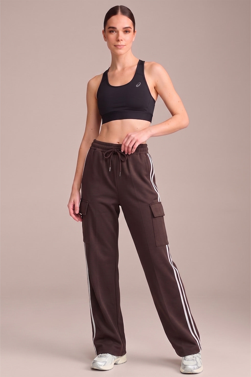 Brown Everyday Street line 4 Pocket Knitted Cargo Track Pant