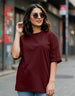 Maroon Plain Oversized T-Shirt