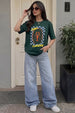 Stay Clawsome Green Oversized Graphic Printed T-Shirt