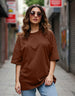 Coffee Brown Plain Oversized T-Shirt