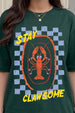 Stay Clawsome Green Oversized Graphic Printed T-Shirt