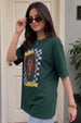 Stay Clawsome Green Oversized Graphic Printed T-Shirt
