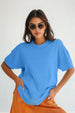 Azure Blue Plain Oversized T-Shirt