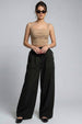 Black HIgh Waist Tailored Wide-Leg Korean Pant