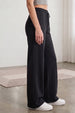 Black Plain Wide Leg Track Pant