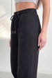 Black Plain Wide Leg Track Pant