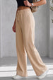 Beige Plain Wide Leg Track pant