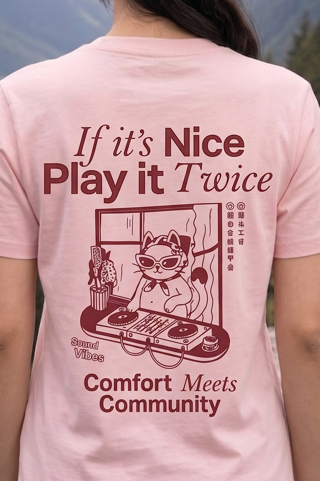 Nice Play It Twice Rosewater Printed Regular Fit T-Shirt