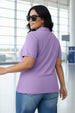 Lavender Plain Plus Size PoloT-shirt