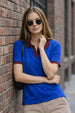 Classic Contrast Collar Blue Regular Fit Premium Pique Lycra Polo T-Shirt