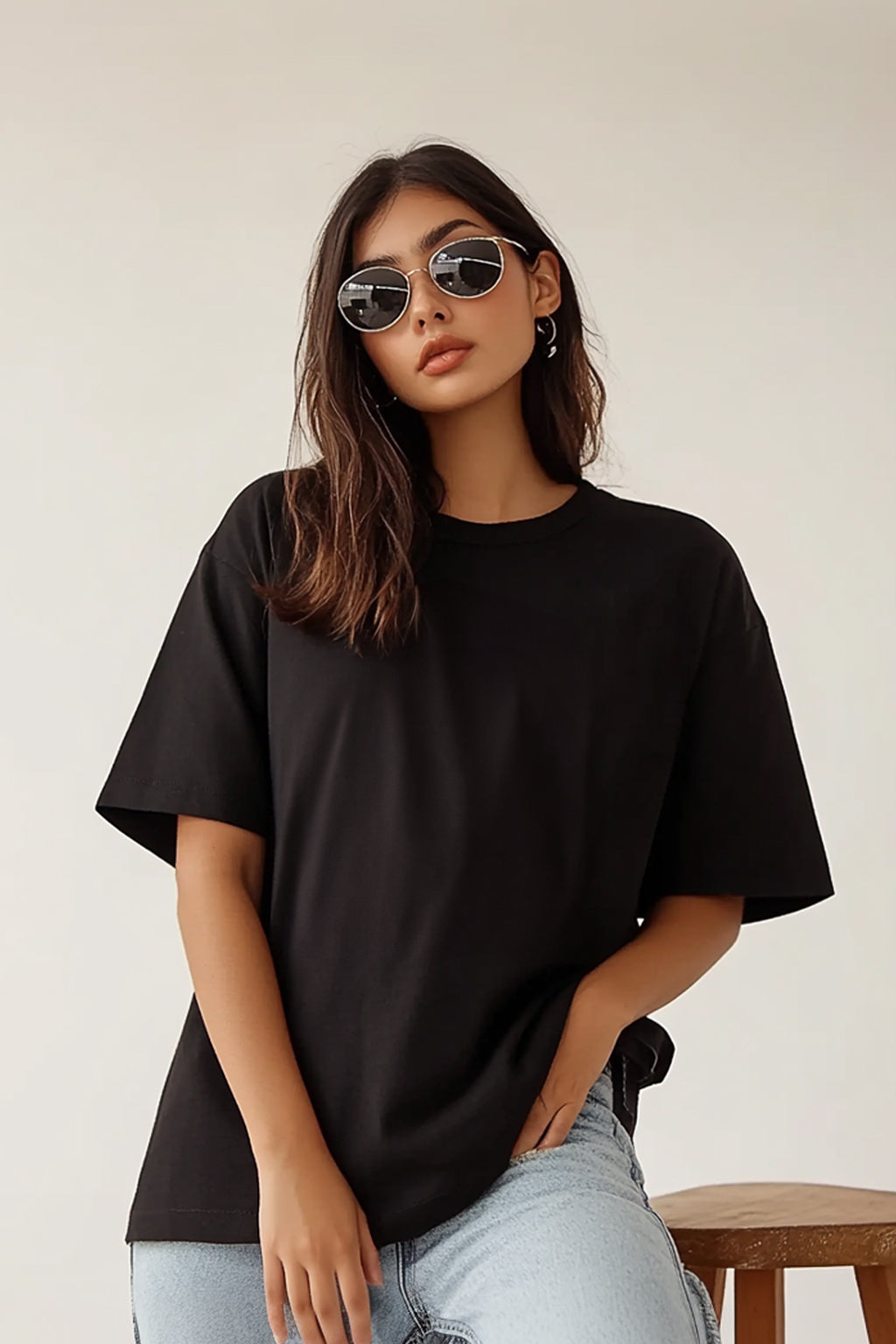 Black Plain Oversized T-Shirt