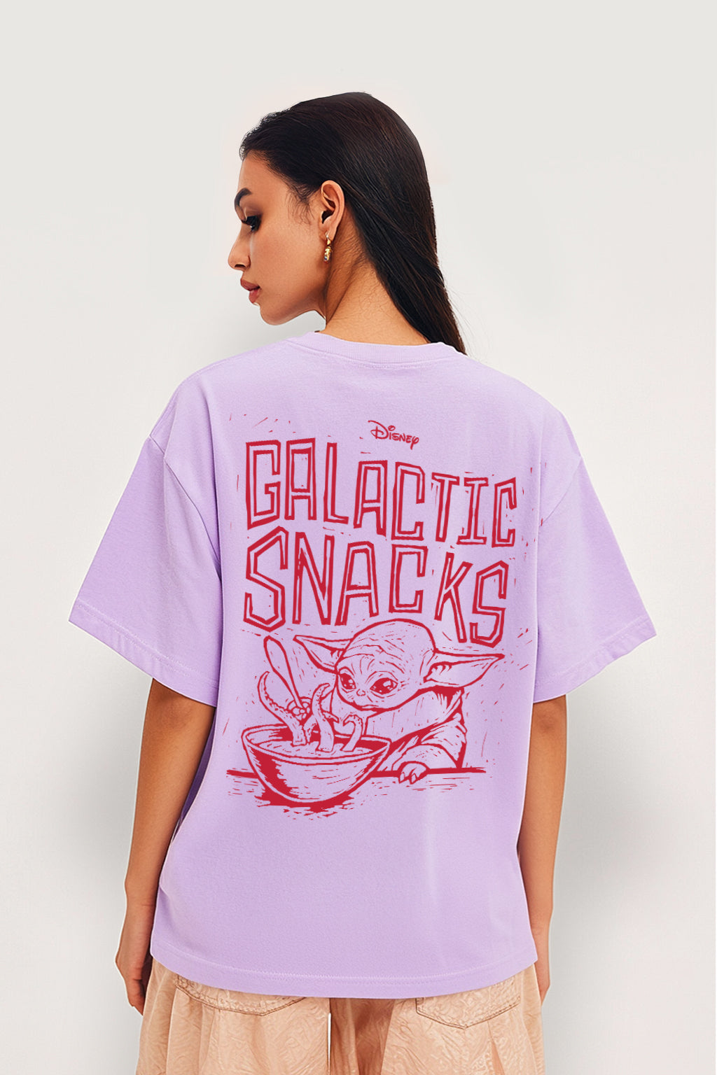 Disney Grogu Yoda Lilac Oversized Graphic T-Shirt