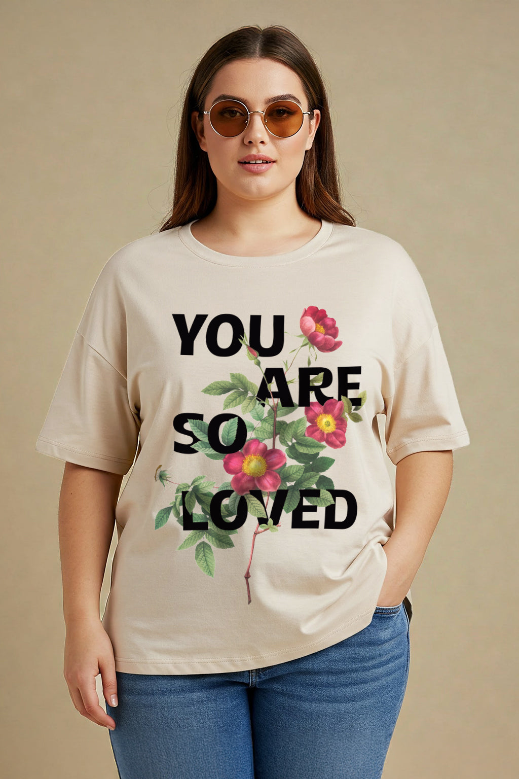 You Are Loved Swanwhite Plus Size Printed T-shirt