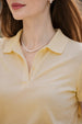 Light Yellow Plain Cotton Regular Slim Fit Polo T-Shirt