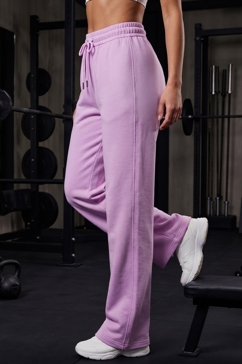 Lilac Plain Wide Leg Track Pant