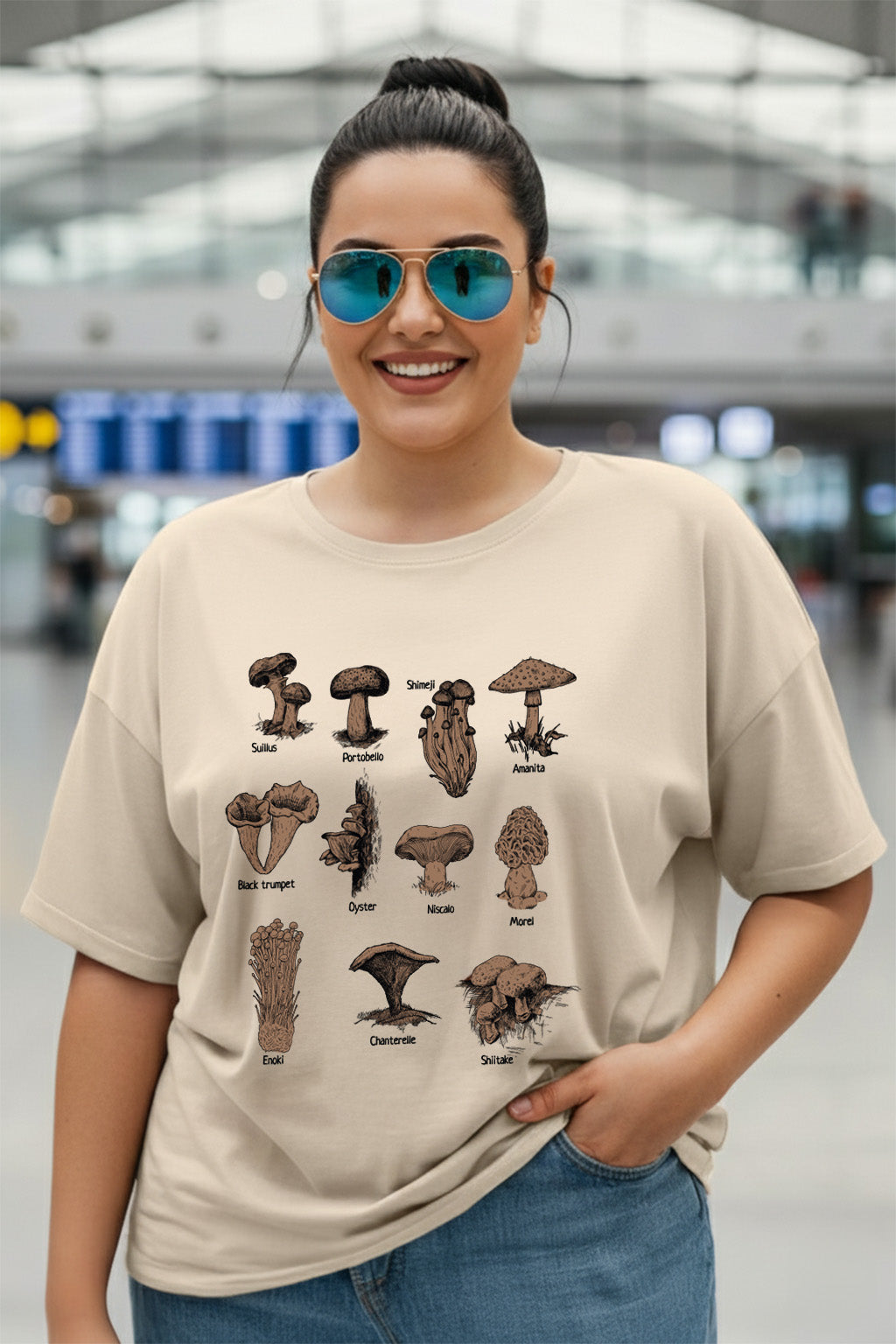 Mushroom Swanwhite Plus Size Printed T-shirt