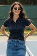 Navy Plain Cotton Regular Slim Fit Polo T-Shirt