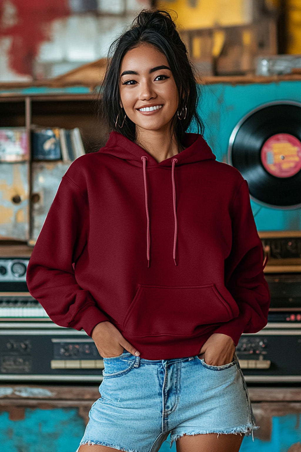 Plain Maroon Regular Fit Hoodie