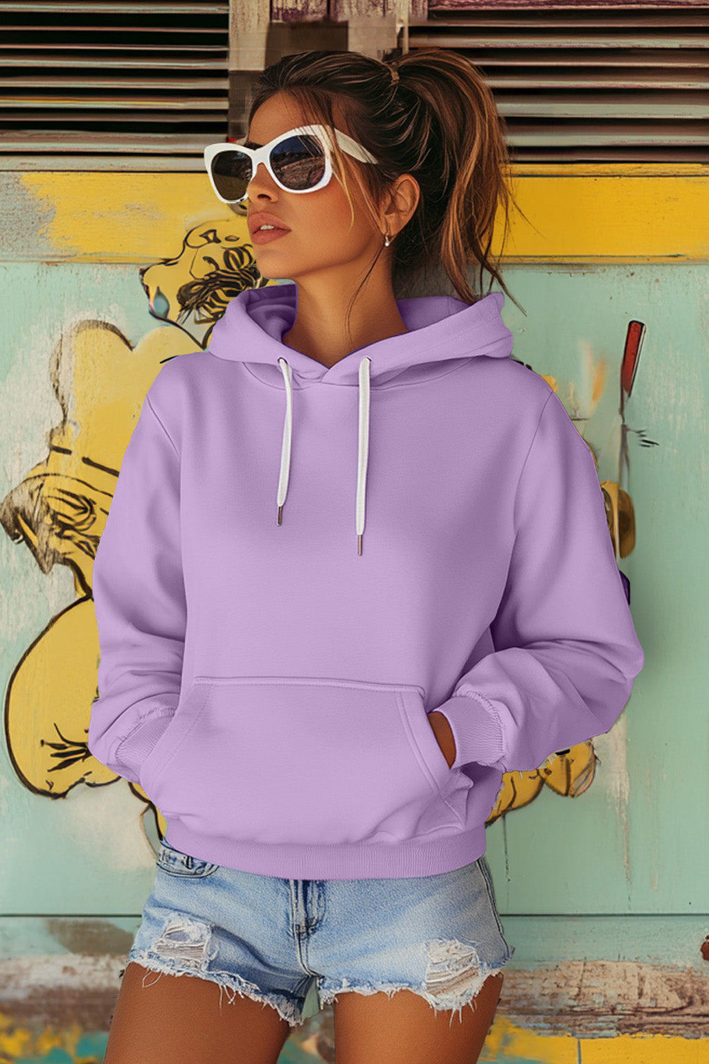 Plain Lilac Regular Fit Hoodie