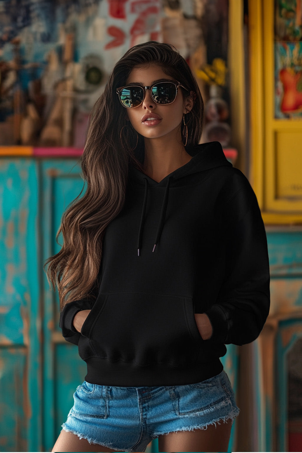 Plain Black Regular Fit Hoodie