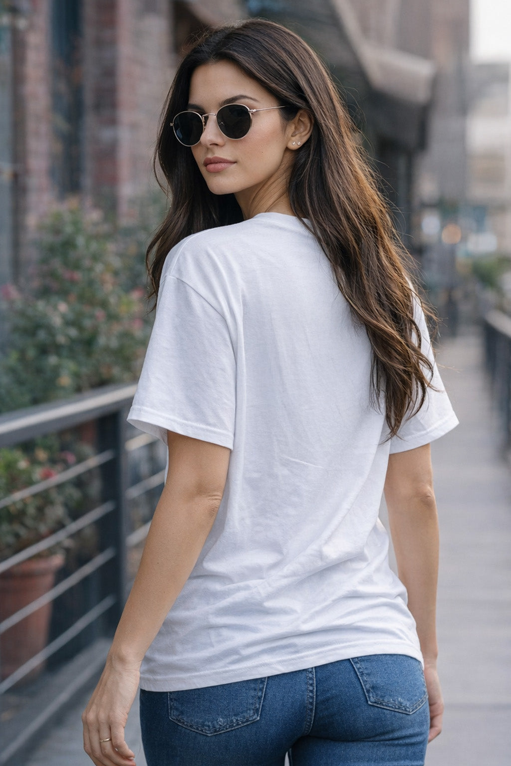 USA White Graphic Printed Oversized T-Shirt