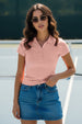 Pink Plain Cotton Regular Slim Fit Polo T-Shirt