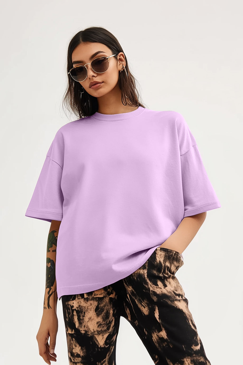 Lilac Plain Oversized T-Shirt