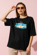 Moana Black Oversized Fit Graphic T-Shirt