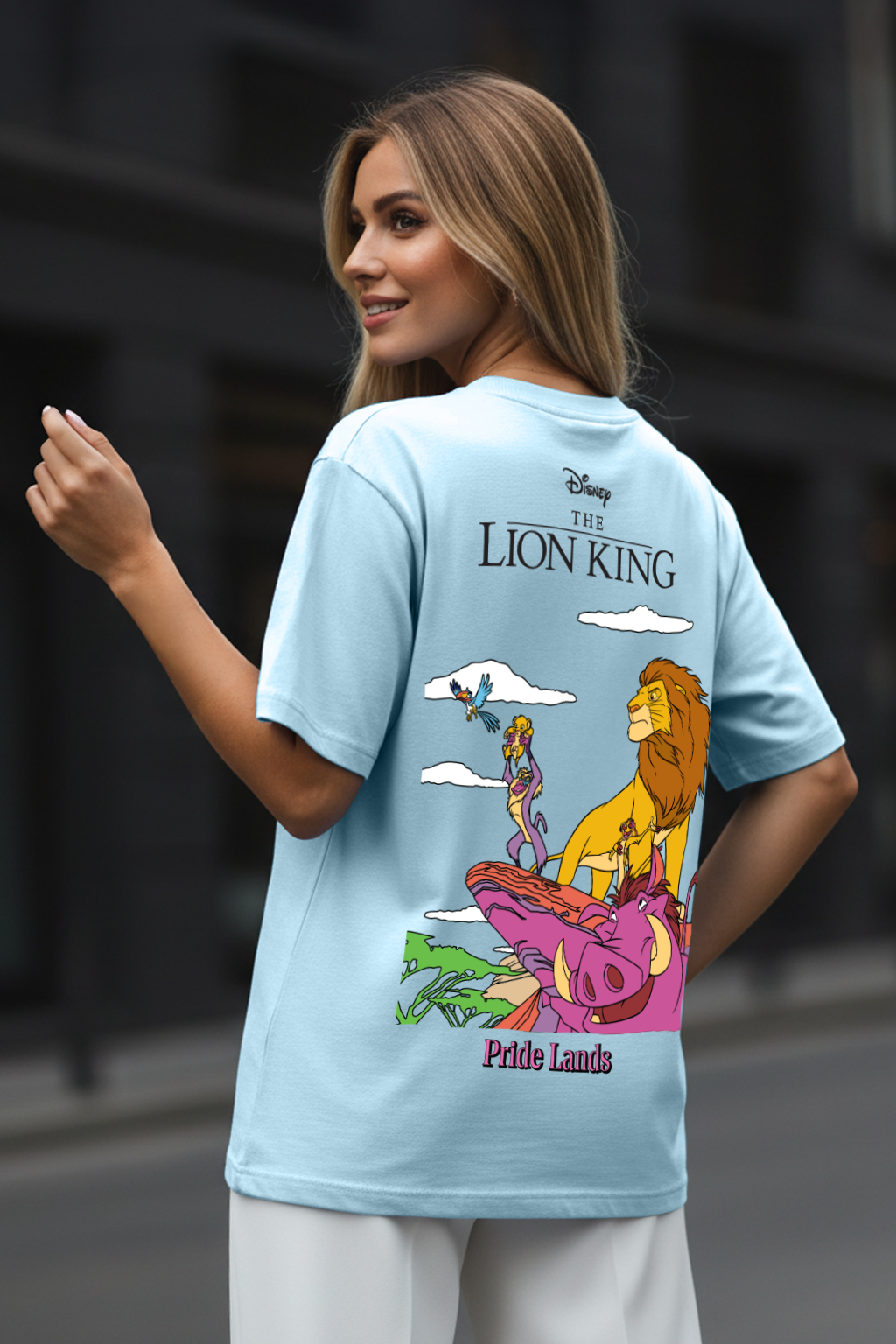Disney Lion King Sky Blue  Oversized Graphic T-Shirt