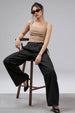 Black HIgh Waist Tailored Wide-Leg Korean Pant