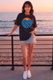 Here Comes The Sun Typographic Printed Oversized Fit Black T-Shirt