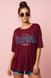 California Maroon Oversized Typographic T-Shirt