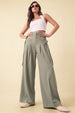 Moss Grey HIgh Waist Tailored Wide-Leg Korean Pant