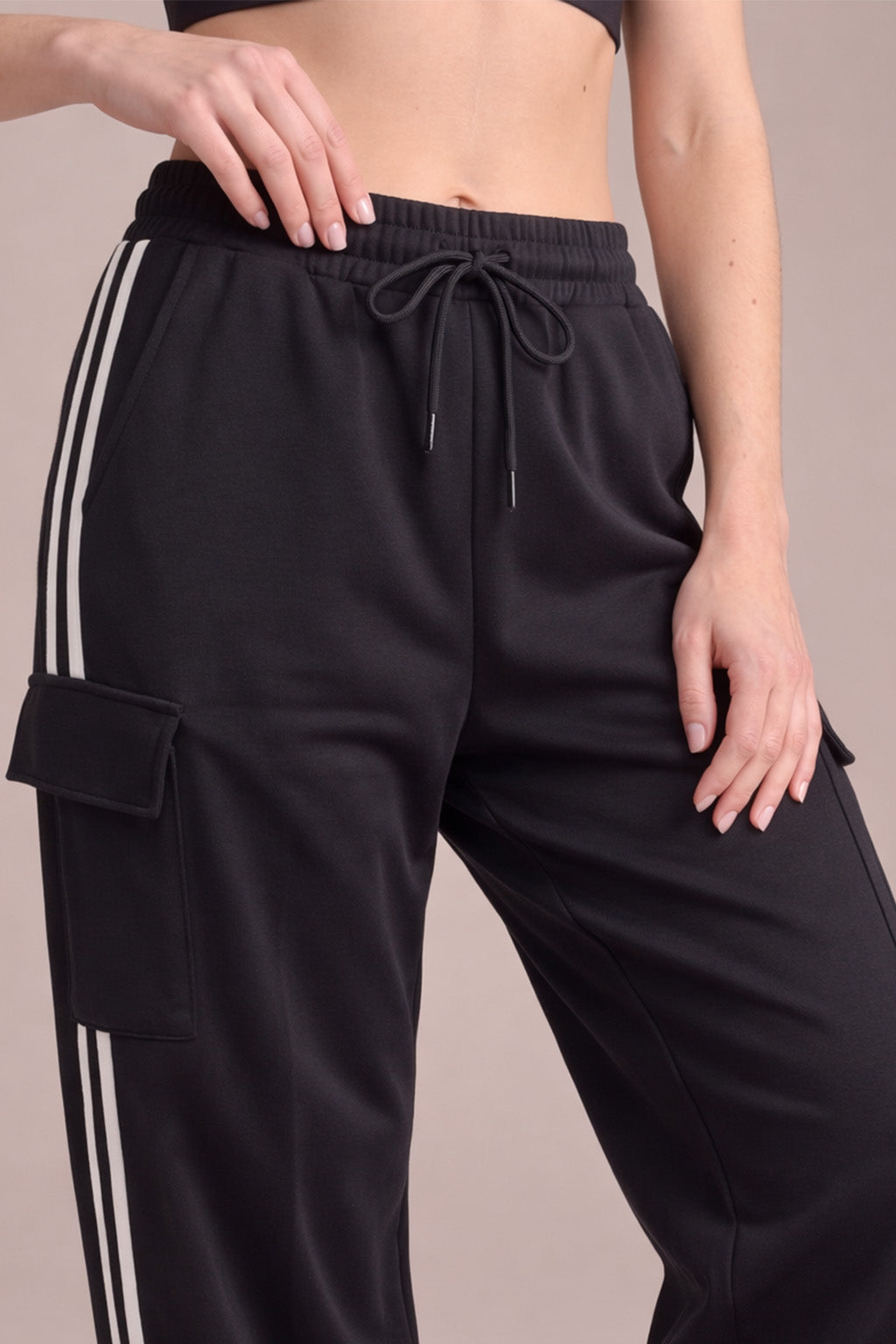 Black Everyday Street line 4 Pocket Knitted Cargo Track Pant