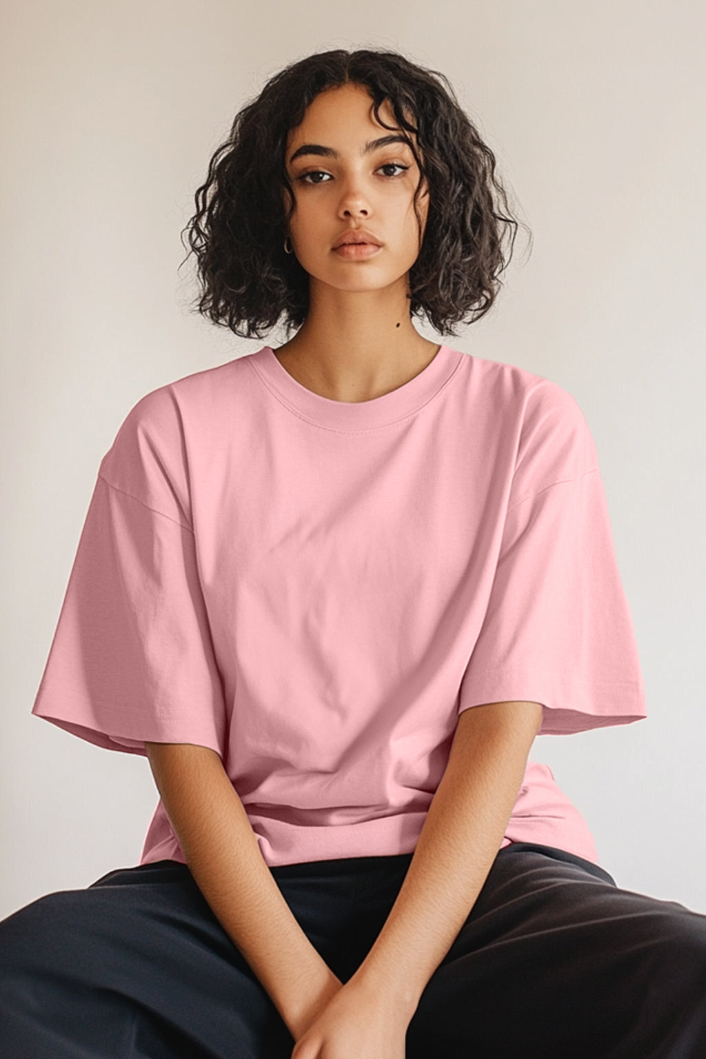 Pink Plain Oversized T-Shirt