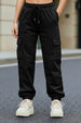 Black Solid Baggy Fit Cargo Jogger