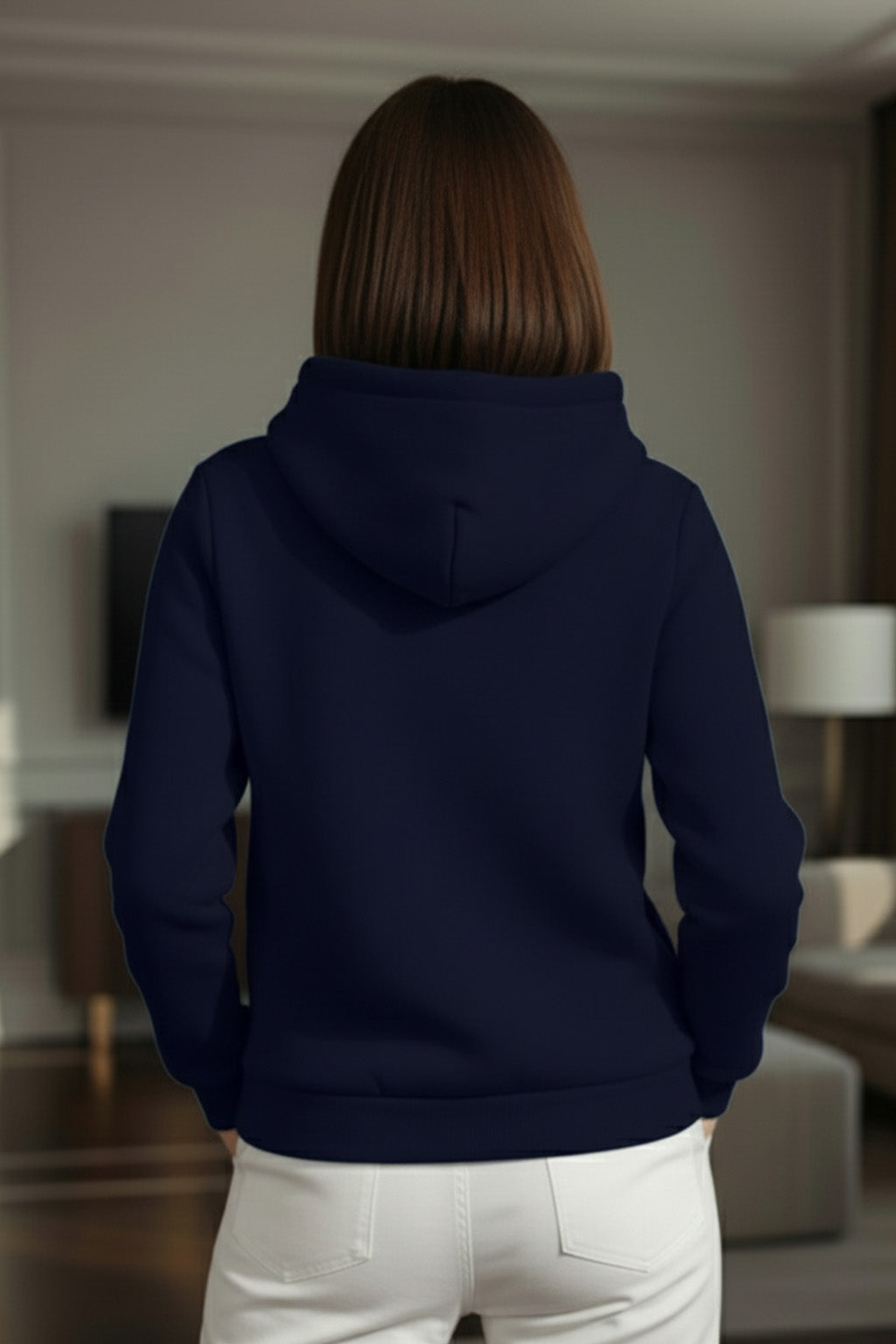 Navy Plain Spun Regular Fit Hoodie