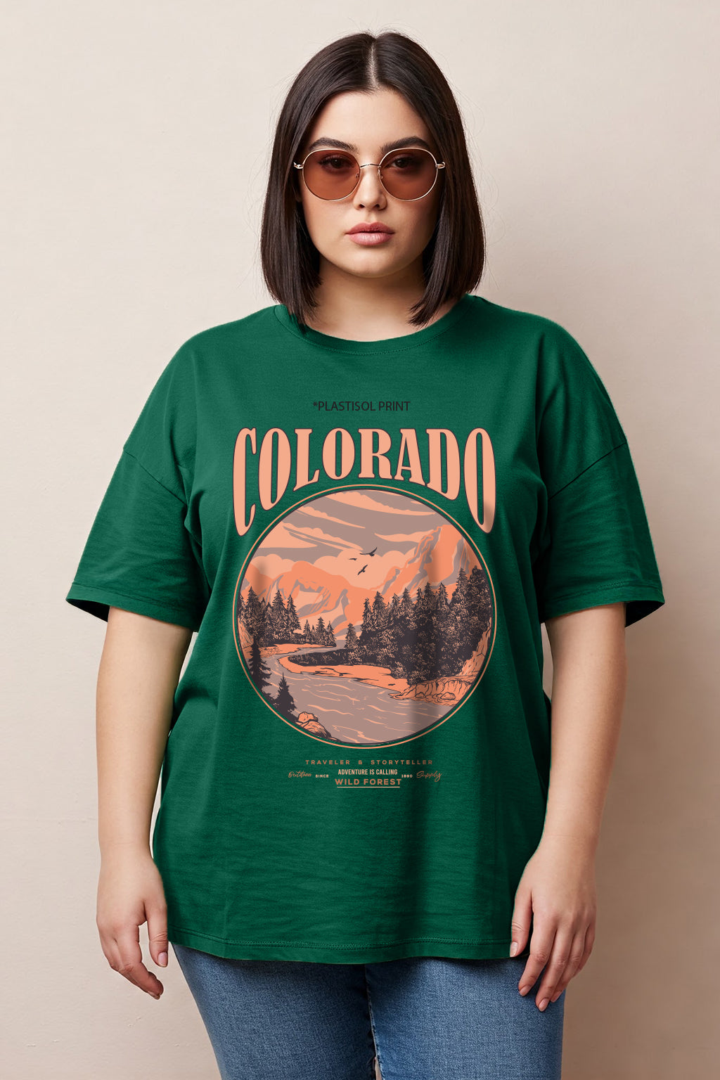 Colorado Green Plus Size Printed T-shirt