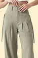 Moss Grey HIgh Waist Tailored Wide-Leg Korean Pant