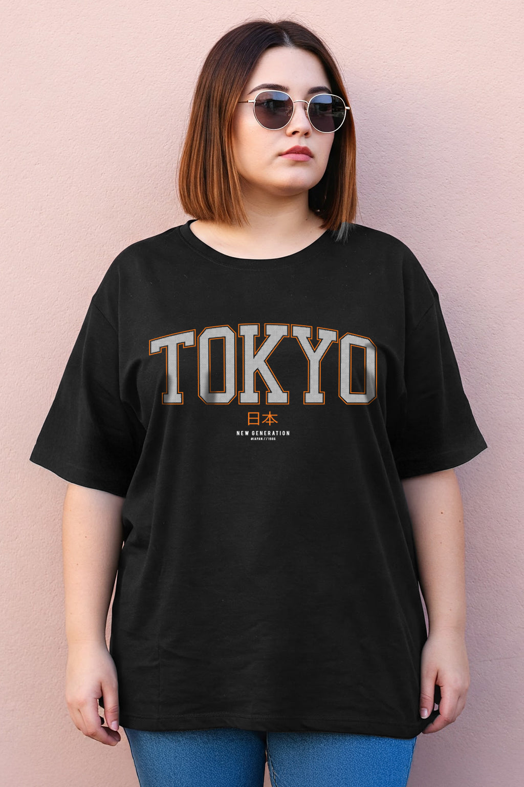 Tokyo Black Plus Size Printed T-shirt