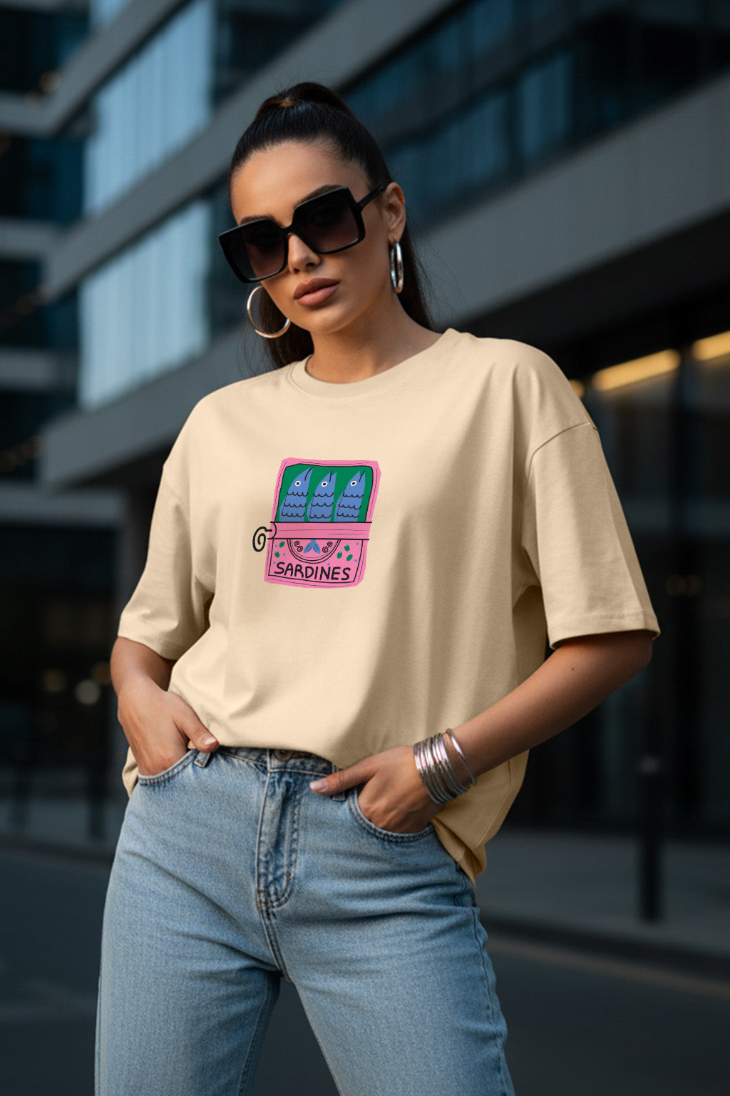 Sardines Swanwhite Oversized Graphic T-Shirt