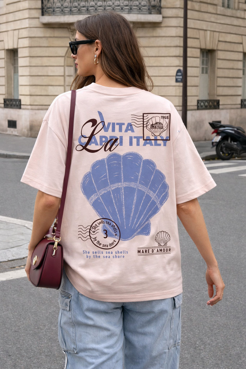 Lavita Rosewater Oversized Graphic Printed T-Shirt