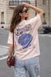 Lavita Rosewater Oversized Graphic Printed T-Shirt