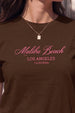 Malibu Beach Brown Printed Regular Fit T-Shirt