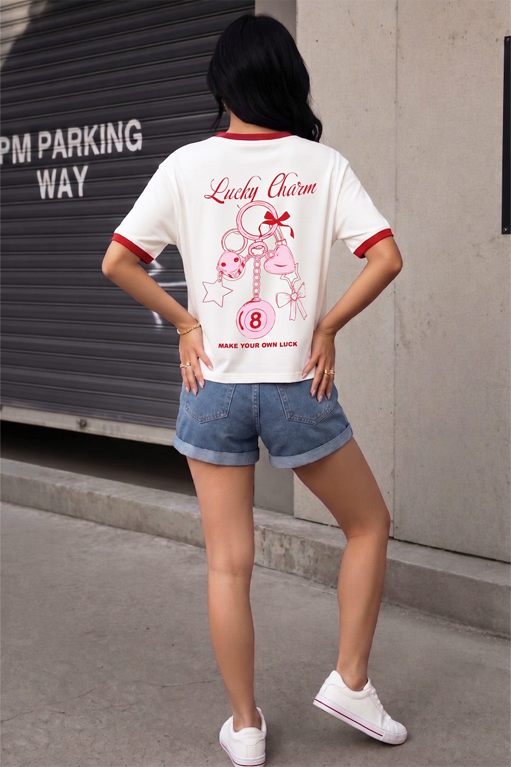 Lucky Charm White Printed Regular Fit T-Shirt
