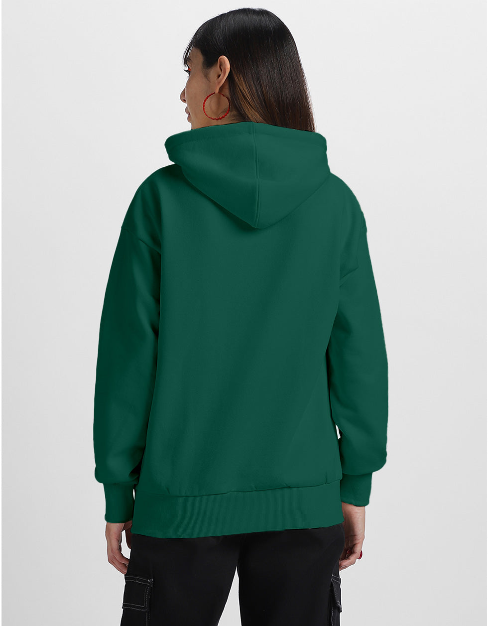 Caterpillar Printed Green Oversized Hoodie