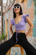 Purple Designer Regular Fit Crop-Top