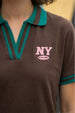 New York Brown Regular Fit Premium Pique Lycra Polo T-Shirt