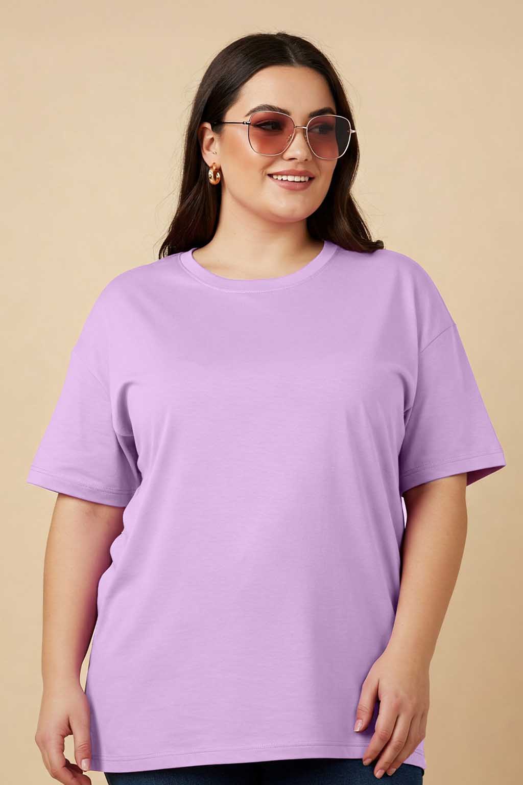 Lilac Plain Plus Size T-shirt